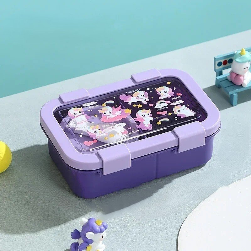 Bento Lunch Box with Small Bowl & Spork