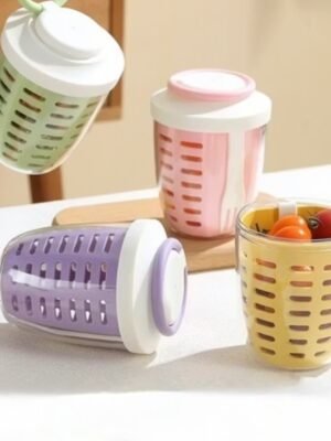 Fruit & Salad Cup with Drain Basket and Fork