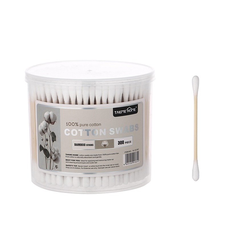 TK Bamboo Cotton Swabs 300 Pieces – 100% Cotton Tips