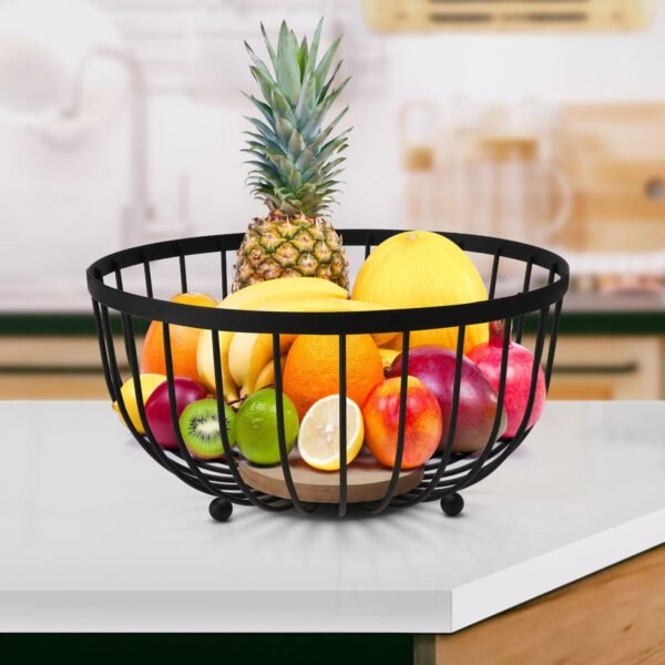 TK Metal Fruit Basket with Bamboo Center