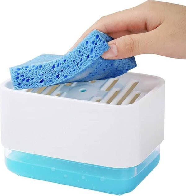 Soap Dispensing Sponge Holder – Kitchen Sink Soap Pump Organizer