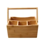 TK Multi-Purpose Bamboo Caddy Organizer with Handle – 4 Compartment Storage