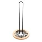 TK Bamboo Base Paper Towel Holder – Stainless Steel Kitchen Roll Stand