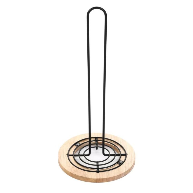 TK Bamboo Base Paper Towel Holder – Stainless Steel Kitchen Roll Stand