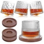 TK Rotating Whisky Glass with Wooden Base