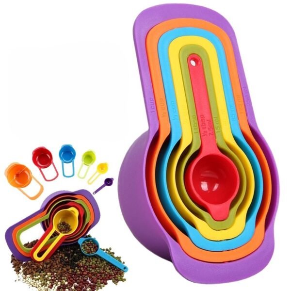 6pc Measuring Cups & Spoons Set – Colorful Stackable Kitchen Tool