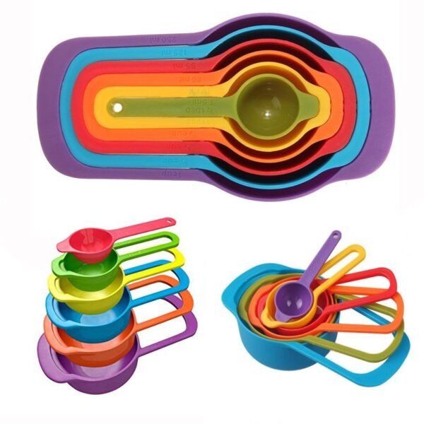 Colorful Measuring Cups and Spoons Set – 9 Piece Stackable Design