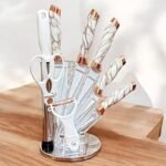 9-Piece Knife Set with Rotating Stainless Steel Base & Acrylic Holder