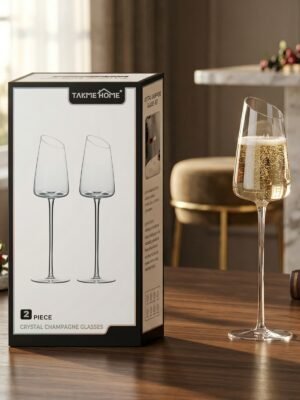 TK Slanted Rim Champagne Flutes – Set of 2 Crystal Glassware