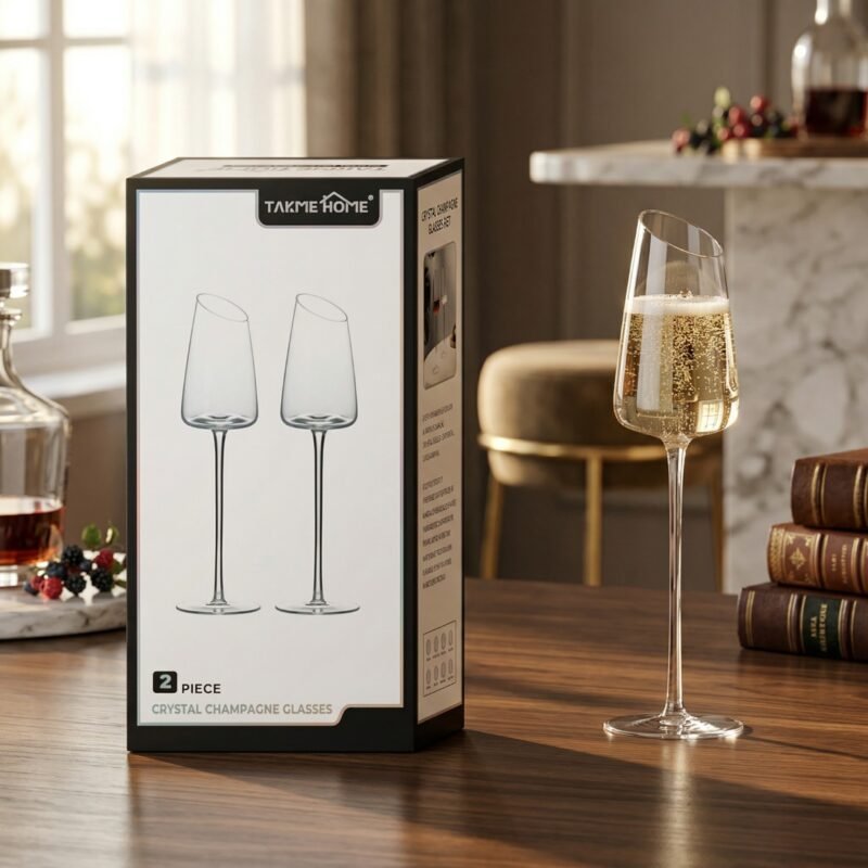 TK Slanted Rim Champagne Flutes – Set of 2 Crystal Glassware