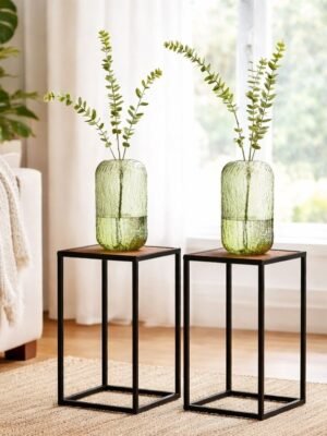 TK Set of 2 Side Tables – Modern Metal & MDF Accent Tables
