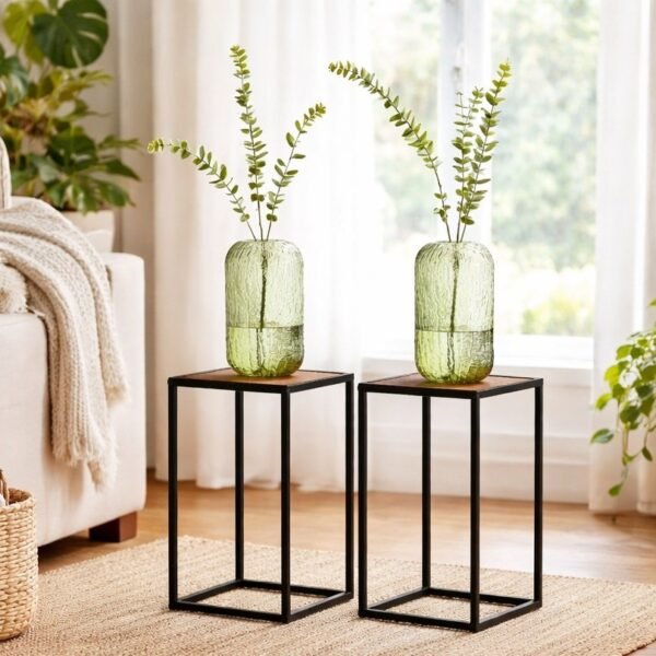 TK Set of 2 Side Tables – Modern Metal & MDF Accent Tables