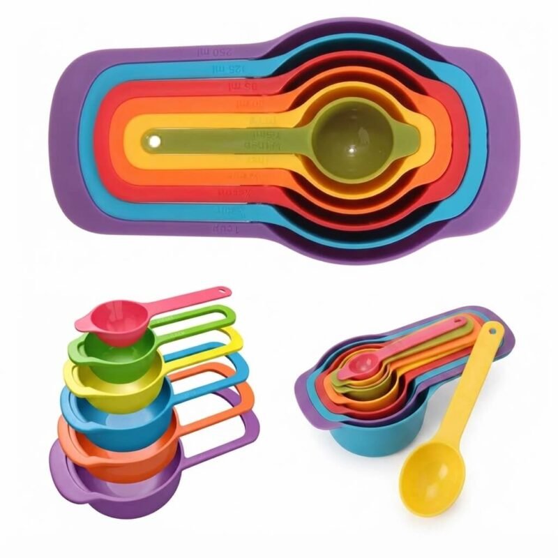 6pc Measuring Cups & Spoons Set – Colorful Stackable Kitchen Tool