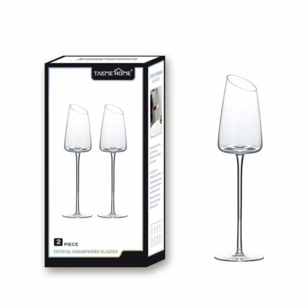 TK Slanted Rim Champagne Flutes – Set of 2 Crystal Glassware