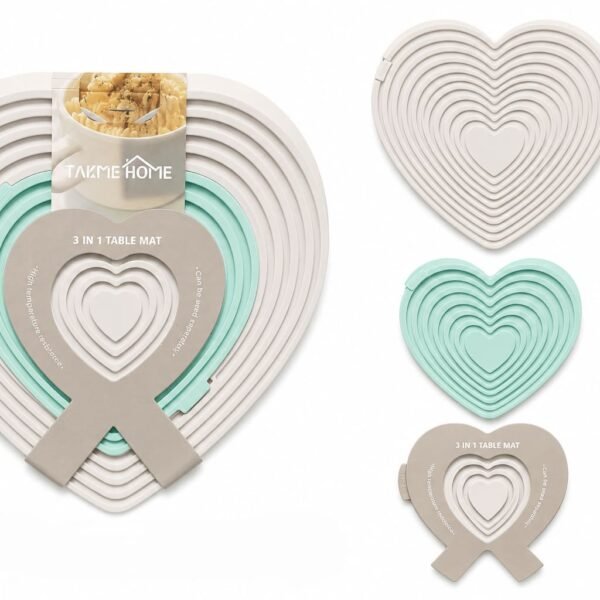 TK 3-Piece Silicone Heart Trivet Set