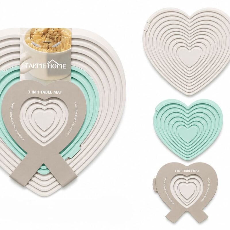 TK 3-Piece Silicone Heart Trivet Set