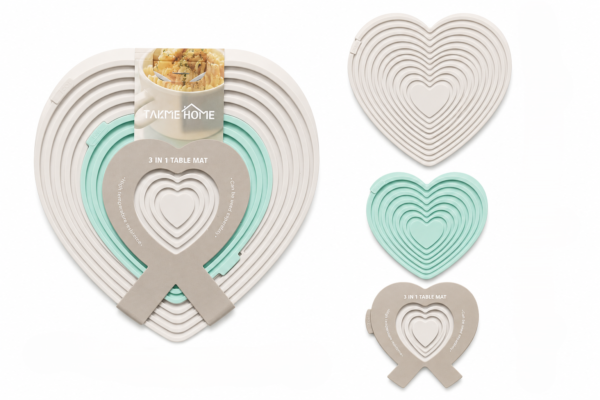 TK 3-Piece Silicone Heart Trivet Set
