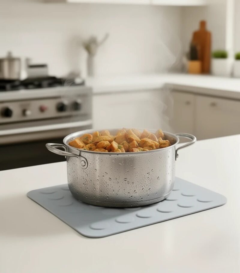 Square Silicone Suction Trivet – Heat Resistant Non-Slip Pot Holder Mat