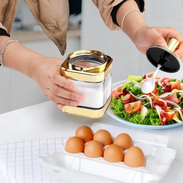 Multi-Purpose Glass Condiment Jar with Spoon