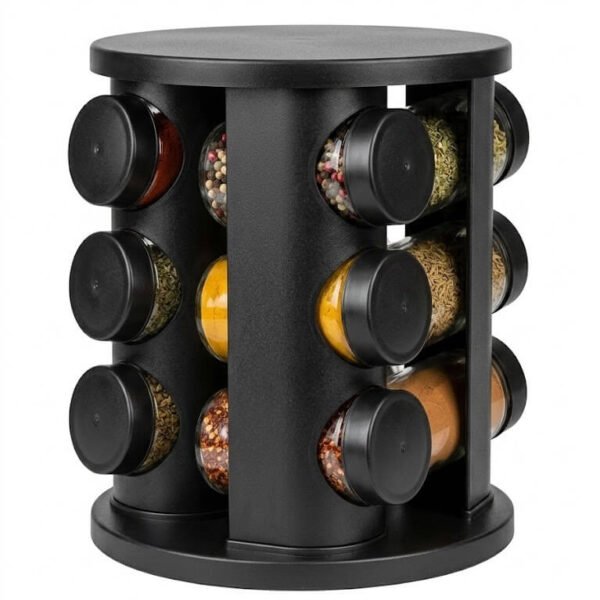 Rotating Spice Carousel with Glass Jars
