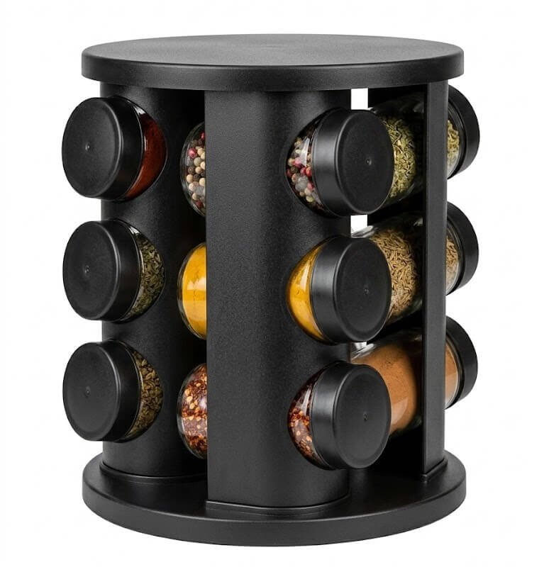 Rotating Spice Carousel with Glass Jars