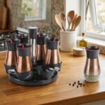 Rotating Spice Rack with 6 Glass Jars