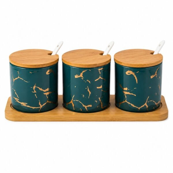 Ceramic Storage Jar Set with Bamboo Lids
