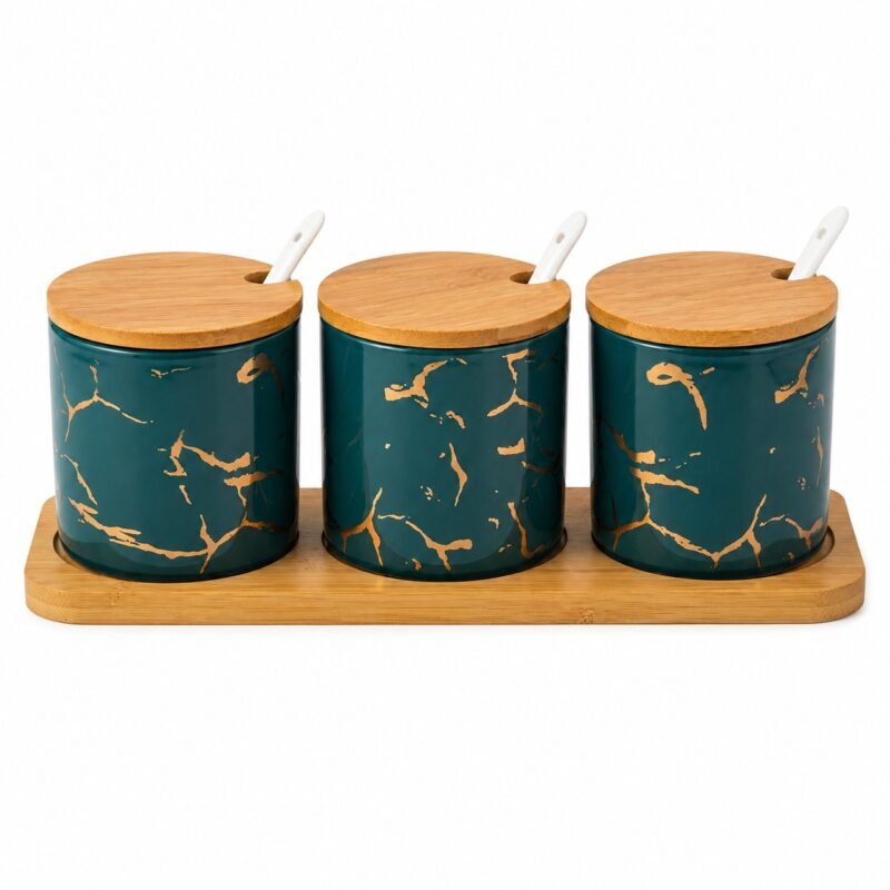 Ceramic Storage Jar Set with Bamboo Lids