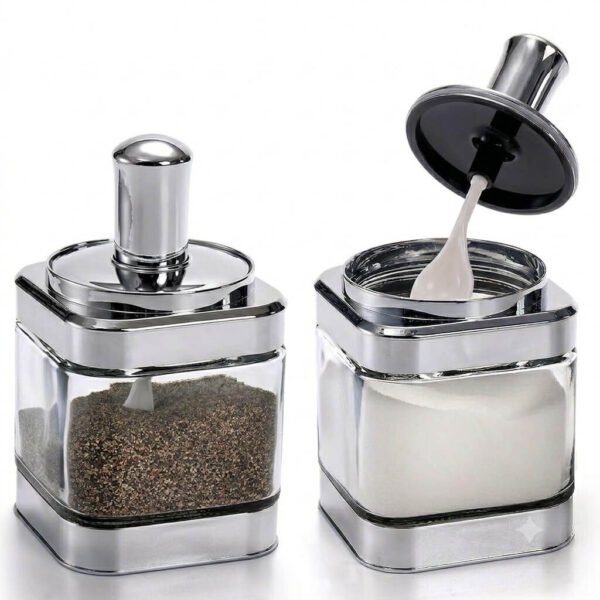 Multi-Purpose Glass Condiment Jar with Spoon