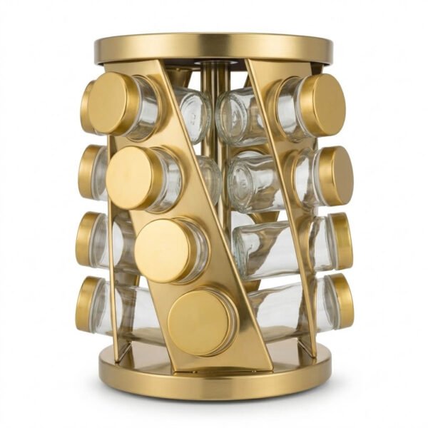 Countertop Spiral Spice Carousel Organizer with Glass Jars (1)