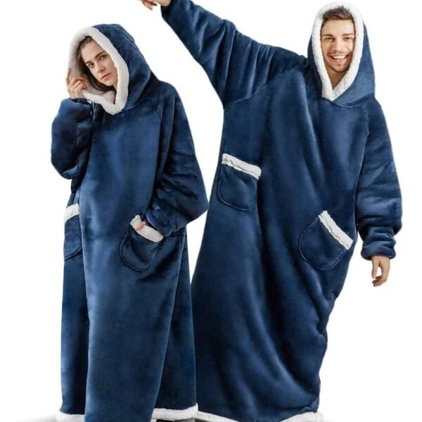 Extra Long Huggle Hoodie Navy Oversized Fleece
