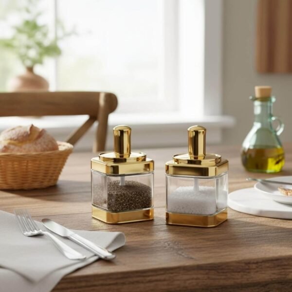 Glass Condiment Jar 320ml with Spoon Lid Clear Kitchen Storage Container (1)