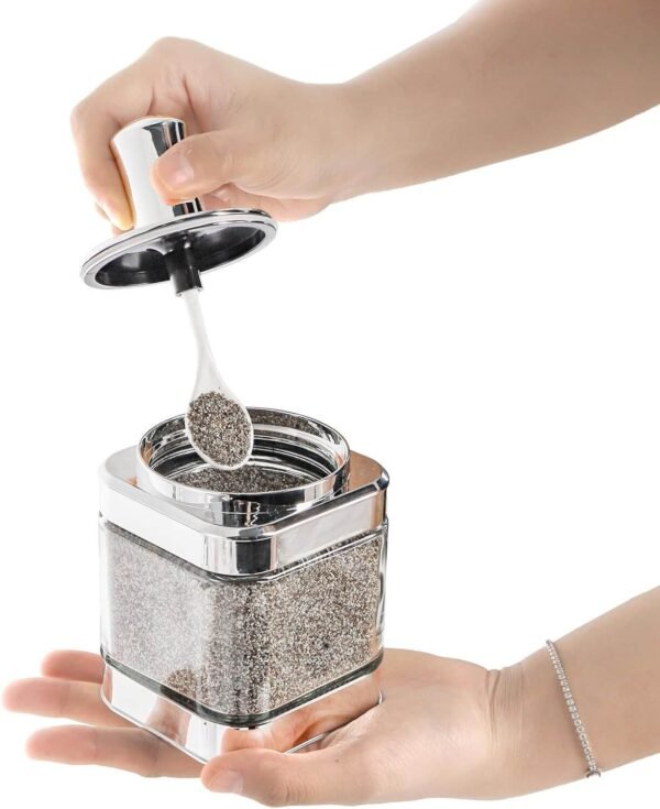 Multi-Purpose Glass Condiment Jar with Spoon