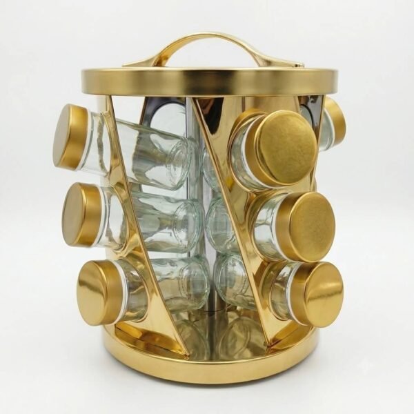 Modern Spiral Spice Carousel with Glass Jars