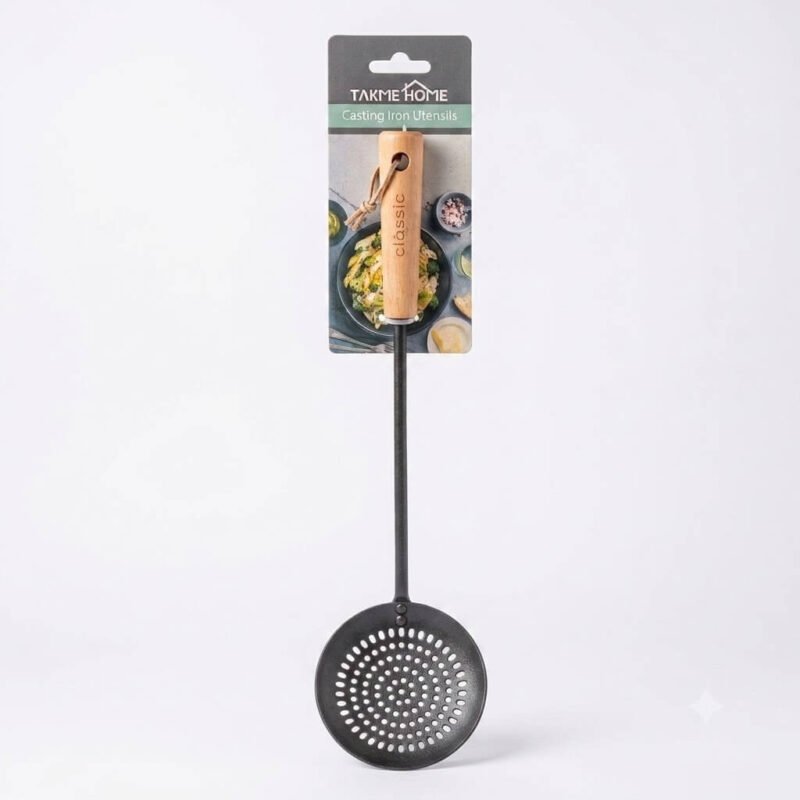 TK Cast Iron Skimmer Spoon with Wooden Handle (1)