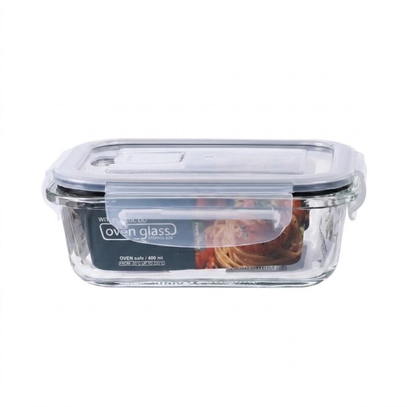 TK Rectangular Oven Glass Storage Container with Clip Lid - Airtight, BPA Free