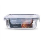 TK Rectangular Oven Glass Storage Container with Clip Lid - Airtight, BPA Free