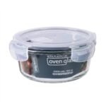 TK Round Oven Glass Storage Container with Clip Lid - Airtight, BPA Free