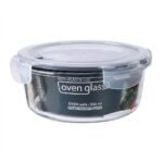TK Round Oven Glass Storage Container with Clip Lid - Airtight, BPA Free
