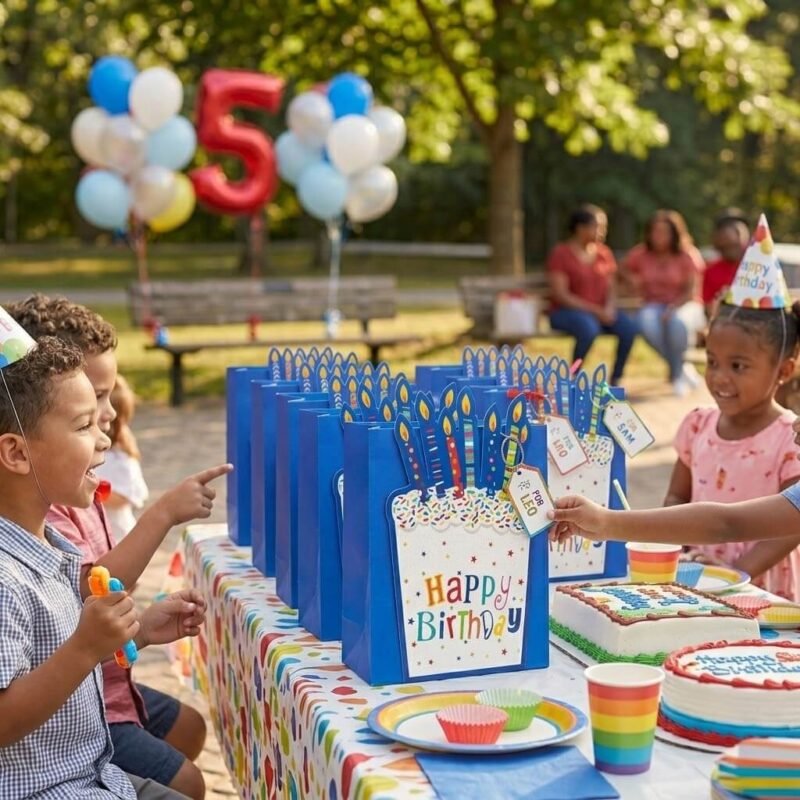 TK Birthday Gift Bag – Cake & Candle Designs with Rope Handles
