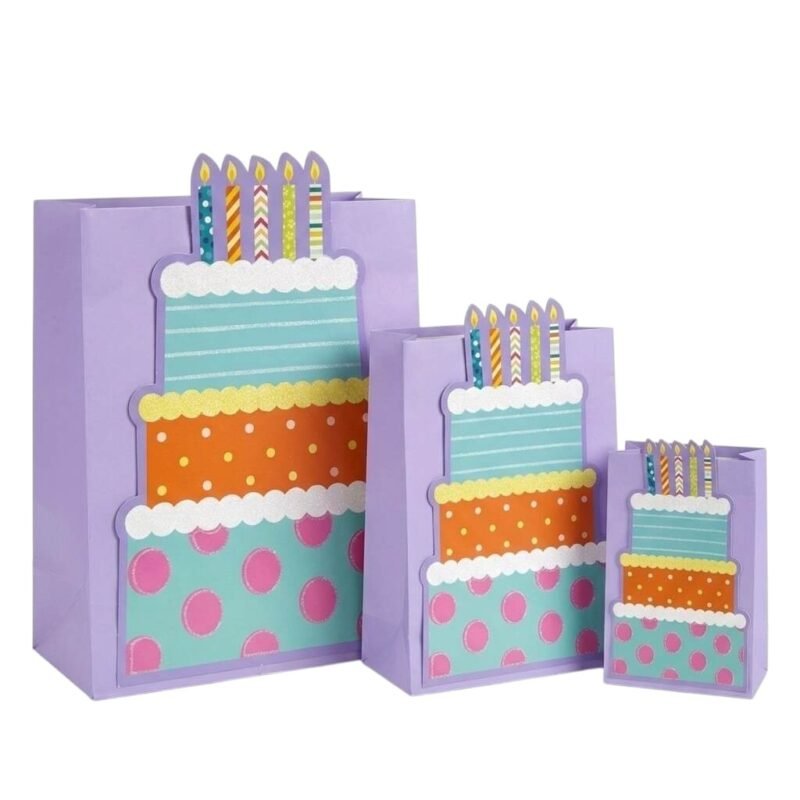 TK Birthday Gift Bag – Cake & Candle Designs with Rope Handles