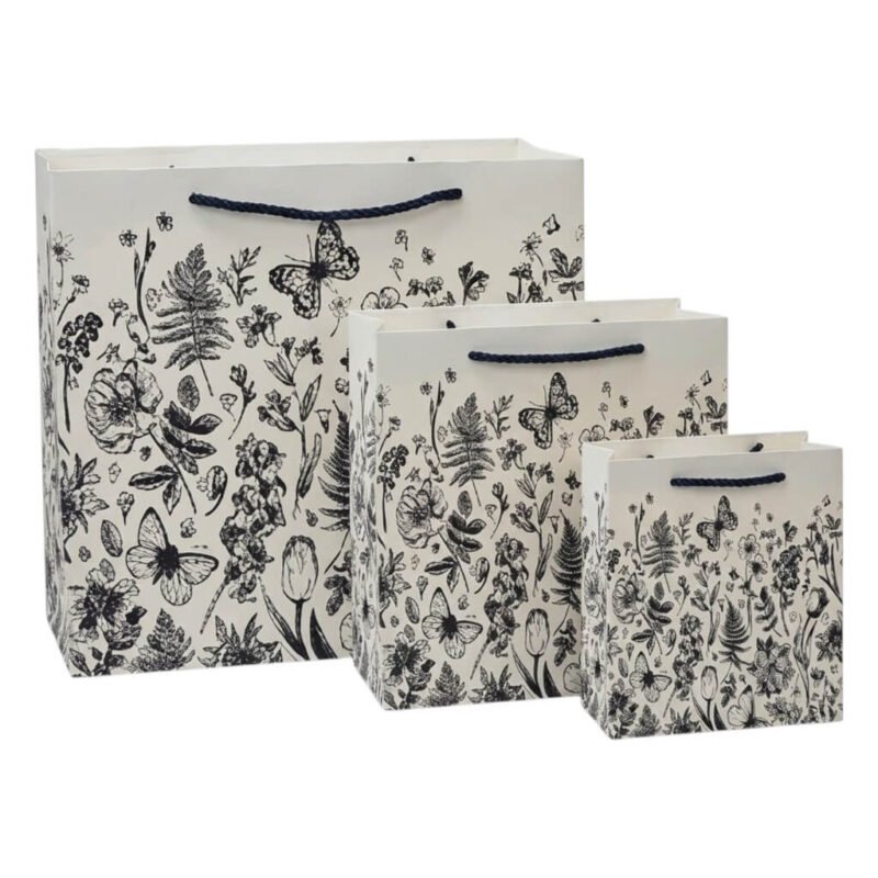 TK Navy Floral Gift Bag – Elegant Botanical Design
