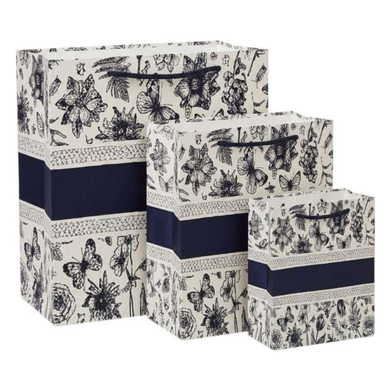 TK Navy Floral Gift Bag – Elegant Botanical Design