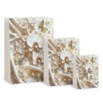 TK Satin Floral Gift Bag – 3D Rose & Butterfly Design
