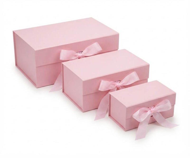 TK Solid Color Gift Box with Ribbon – Large, Medium & Small