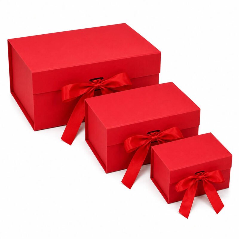 TK Solid Color Gift Box with Ribbon – Large, Medium & Small