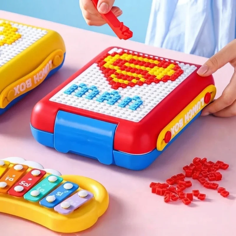 DIY Pixel Art Lunch Box – 1.1L Leak-Proof with 500 Building Blocks