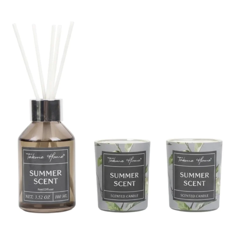 TK Reed Diffuser & Candle Set – 100 ml Diffuser with 2 Scented Candles