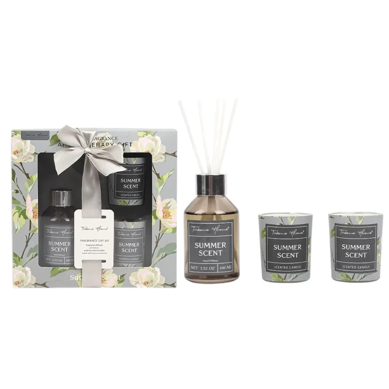 TK Reed Diffuser & Candle Set – 100 ml Diffuser with 2 Scented Candles
