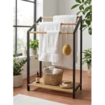 TK Bamboo Bathroom Towel Rack with Storage Shelf – 51 × 31 × 85 cm
